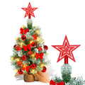 40 cm hoher Mini-Weihnachtsbaum mit LED-Beleuchtung, kleiner künstlicher Tannenbaum, Tannenbaum für den Tisch, mit roten, goldenen und silbernen Christbaumkugeln