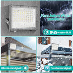 50/100/150/200 W LED Außenstrahler, LED Strahler Außen Innen, 6000K Kaltweiß Außenleuchte Superhell, IP65 Wasserfest, LED Scheinwerfer, LED Flutlicht für Gärten Garage Flur