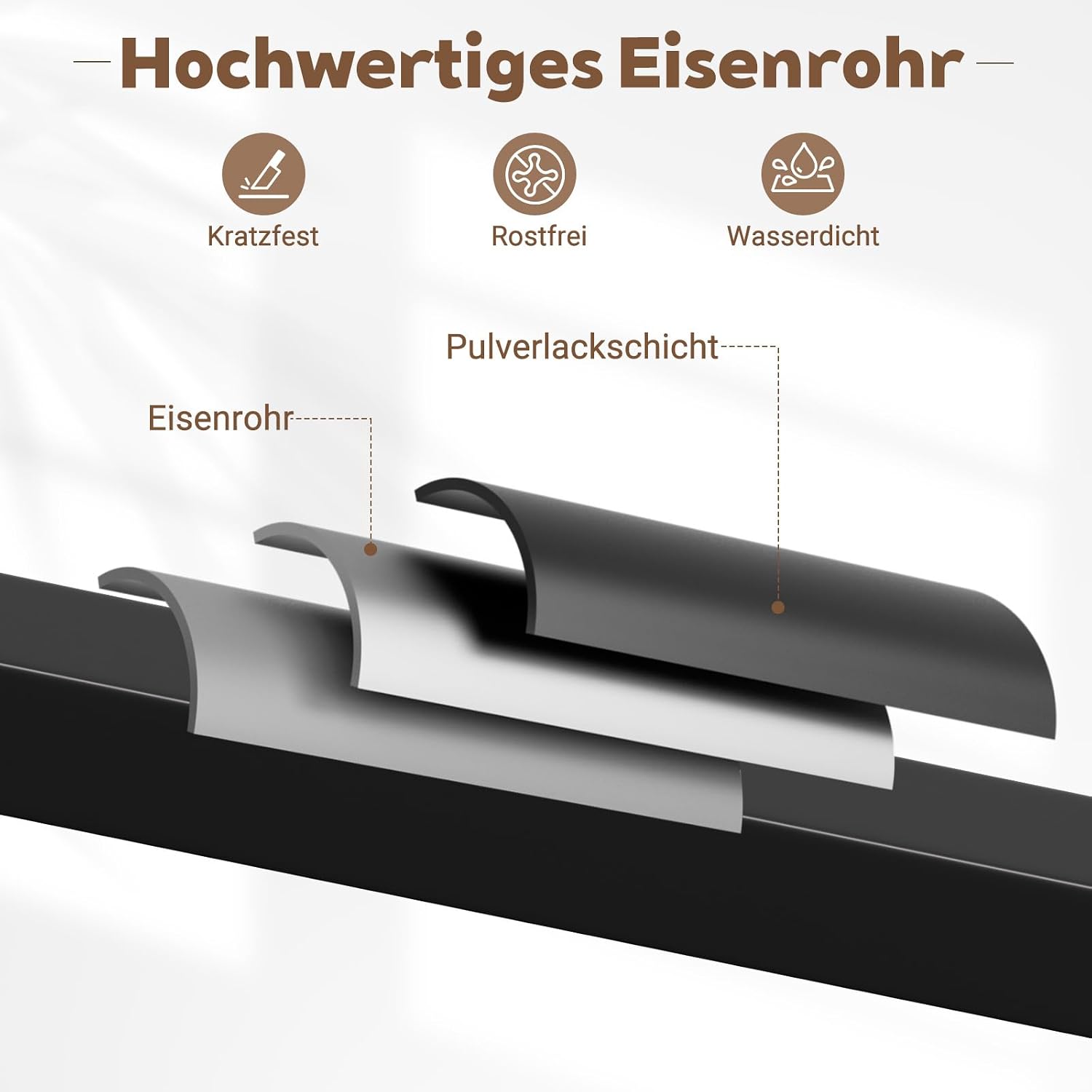 Handlauf Treppengeländer Geländer Schwarz Wandhandlauf Wand Treppe, Quadratisches Rohrdesign, Treppengeländer Innen und Außen für Treppen, Brüstung, Balkon