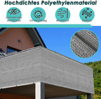 Sichtschutz Zaun, Windschutz Balkon Garten, HDPE 150 g/m², blickdichtes Zaunnetz mit Ösen,verstärkter Rand, UV-stabil, inkl. 50 Kabelbinder – Grau