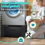 Waschmaschinen Unterschrank mit Schublade 63x54x32 cm – Podest für Waschmaschine und Trockner, mit großer Schublade (44x48x18 cm) und Gummiauflage zur Geräuschdämpfung