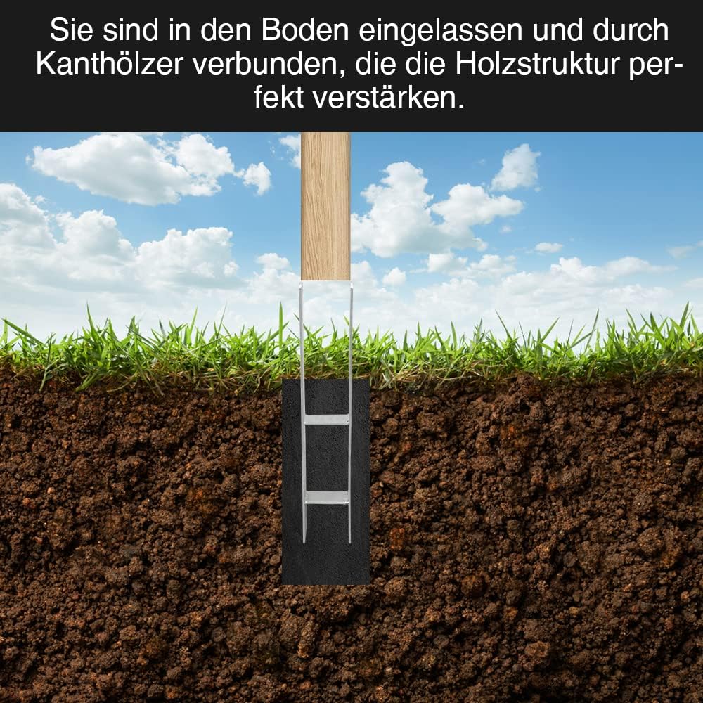 H-Pfostenanker 2/4/6/8/10 Stück H-anker Pfostenträger Bodenanker für Pfosten H-Pfostenschuh für Zaun und Gewächshaus Pfosten Vierkantholzpfosten(121x600mm)