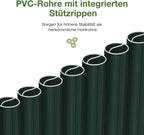 PVC Sichtschutzmatte Balkon Grün – Rundrohr mit Verstärkungsstreifen, Balkon Sichtschutz ohne Bohren, Windschutz & Sichtschutz für Gartenzaun, Terrasse & Geländer