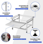 Waschmaschinen Untergestell mit Ausziehbarem Regal, 42cm Höhe, Höhenverstellbare Füße & Geräuschdämpfung, Waschmaschinen Sockel mit 3 stufiger Auszugsschublade, 150kg Belastbarkeit, Schwarz/Weiß