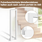 Weiß/Schwarz Treppengeländer Innen, 75/85/95/100/110 cm U-förmiger Treppengeländer, Handlauf aus Metall, Geländer aus Vierkantrohr für Lofts, Villen und Wohnungen, Verbundene Grundplatten, Seitenmontage