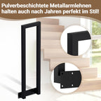 Weiß/Schwarz Treppengeländer Innen, 75/85/95/100/110 cm U-förmiger Treppengeländer, Handlauf aus Metall, Geländer aus Vierkantrohr für Lofts, Villen und Wohnungen, Verbundene Grundplatten, Seitenmontage