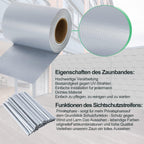 Sichtschutzstreifen für Doppelstabmatten, 50m/70m x 19cm Wetterfester PVC Sichtschutz (450g/m²) inkl. 40 Clips. Ideal für Doppelstabmattenzaun, Garten & Balkon, Grau
