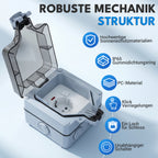 IP65 Wasserdichte Außensteckdose Outdoor mit Schalter, Schutzkontakt, 16A 250V, 1-Fach, Aufputz für Garten & Feuchtraum