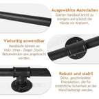 Treppengeländer, Geländer für Innen- und Außentreppen, schwarze Handläufe, wandmontierte Handläufe (inklusive Befestigungszubehör), wandmontierte Halterungen für Treppenhandläufe, geeignet für Treppen, Geländer und Balkone (100 cm/150 cm/200 cm/300 cm)