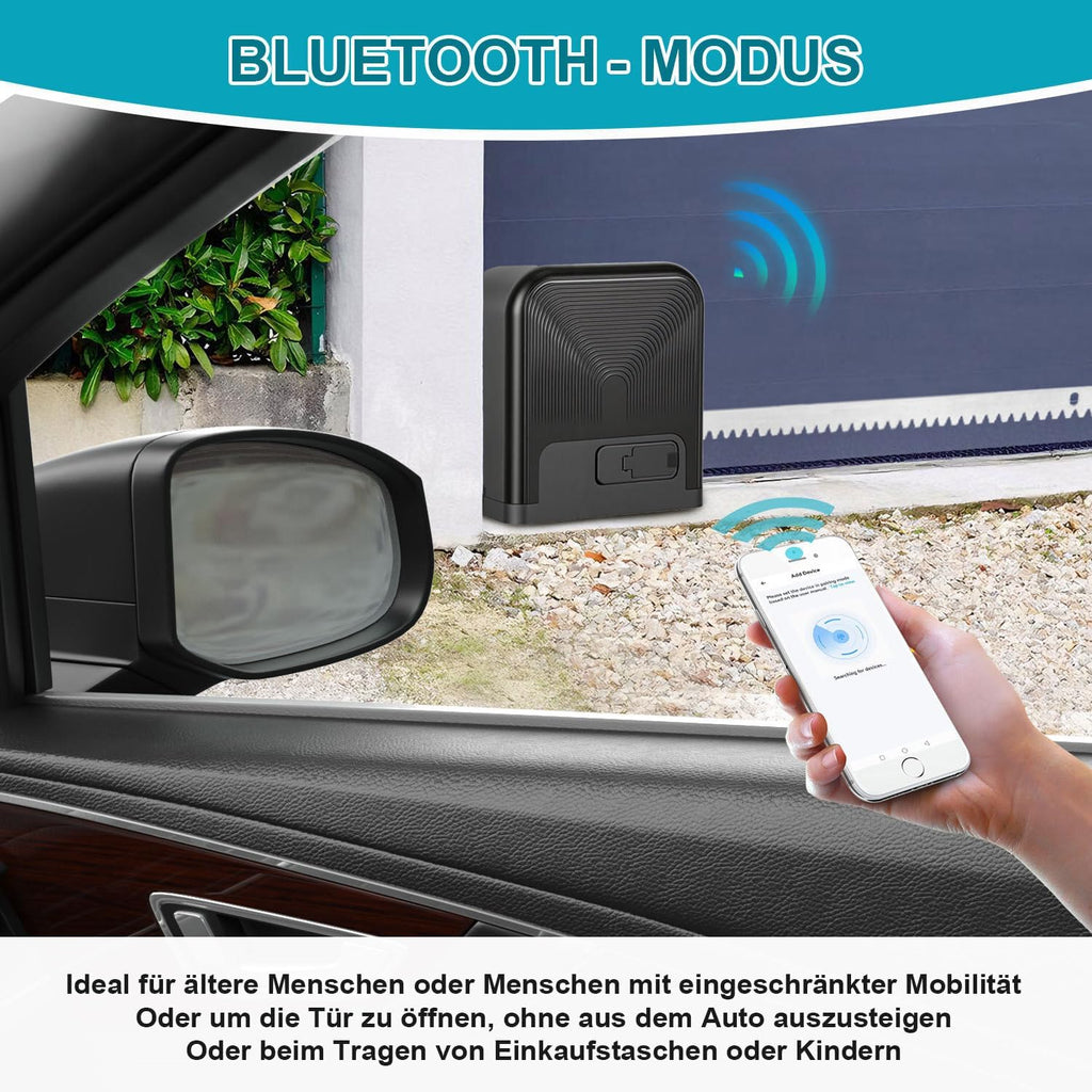 Schiebetorantrieb Torantrieb Schiebetor, Smart WiFi Torantrieb automatischer mit 2 Fernbedienungen, Toröffner-Warnleuchte, Automatische Schließfunktion