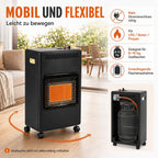 Gasheizung für Innenräume 4200W, Gasofen, 3 Stufen, Gasschlauch Gasheizer mit 3 Heizstufen, ODS-System, Druckregler und Gasschlauch für Balkon, überdachte Terrasse und belüftete Räume