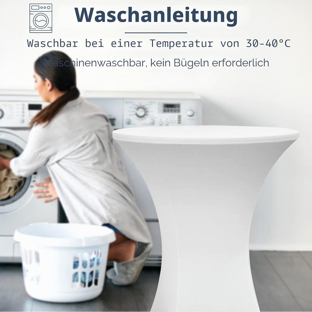 Stehtischhusse Stretch, 1/2/4/5 er-Set Stehtische Husse elastische, Tischdecke für Bistrotische, Tisch Husse Hochzeit Feier, Tischdecke-Weiß