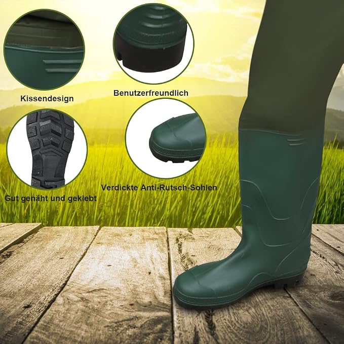 Wathos Herren und Damen Wasserdichte Anglerhosen aus 70D Nylon PVC und Neopren für Angeln