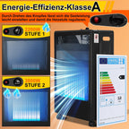 Gasheizung für Innenräume 3800W, Gasofen, 2 Stufen, 2 EU-Adapter Gasheizer mit 2 Heizstufen, ODS-System, 2 EU-Adaptern und 5 Rollen für Balkon, überdachte Terrasse und belüftete Räume