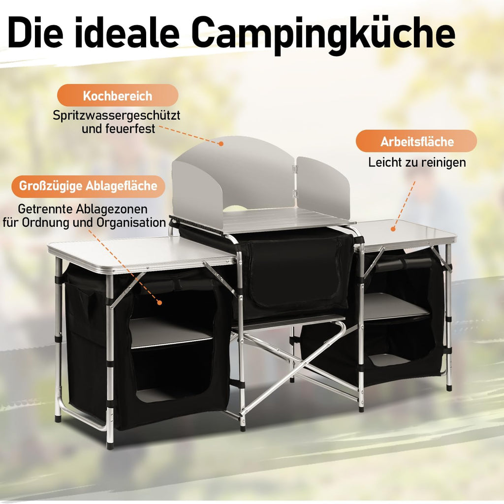 Campingküche Campingschrank Klappbar, Zeltschrank, Küchenbox, Outdoor Camping Küche, Küchenschrank, Reiseküche für Camping, Picknick, Gartenparty