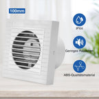 100/150 mm leiser Badventilator, Plug-and-Play, Kunststoffgehäuse, geeignet für Badezimmer, Küche, Keller und Toiletten, leitet Wasserdampf und Gerüche ab, glatte Frontblende, weiß