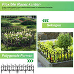 Blumenbeetumrandung aus Kunststoff, einsteckbare Blumenbeetränder, dekorative Umrandung, 33 cm hoch, mit Erdspießen, Set für Gartenblumenbeete, Retro-Stil, schwarz, in zwei Ausführungen erhältlich: 5-teiliges Set und 10-teiliges Set