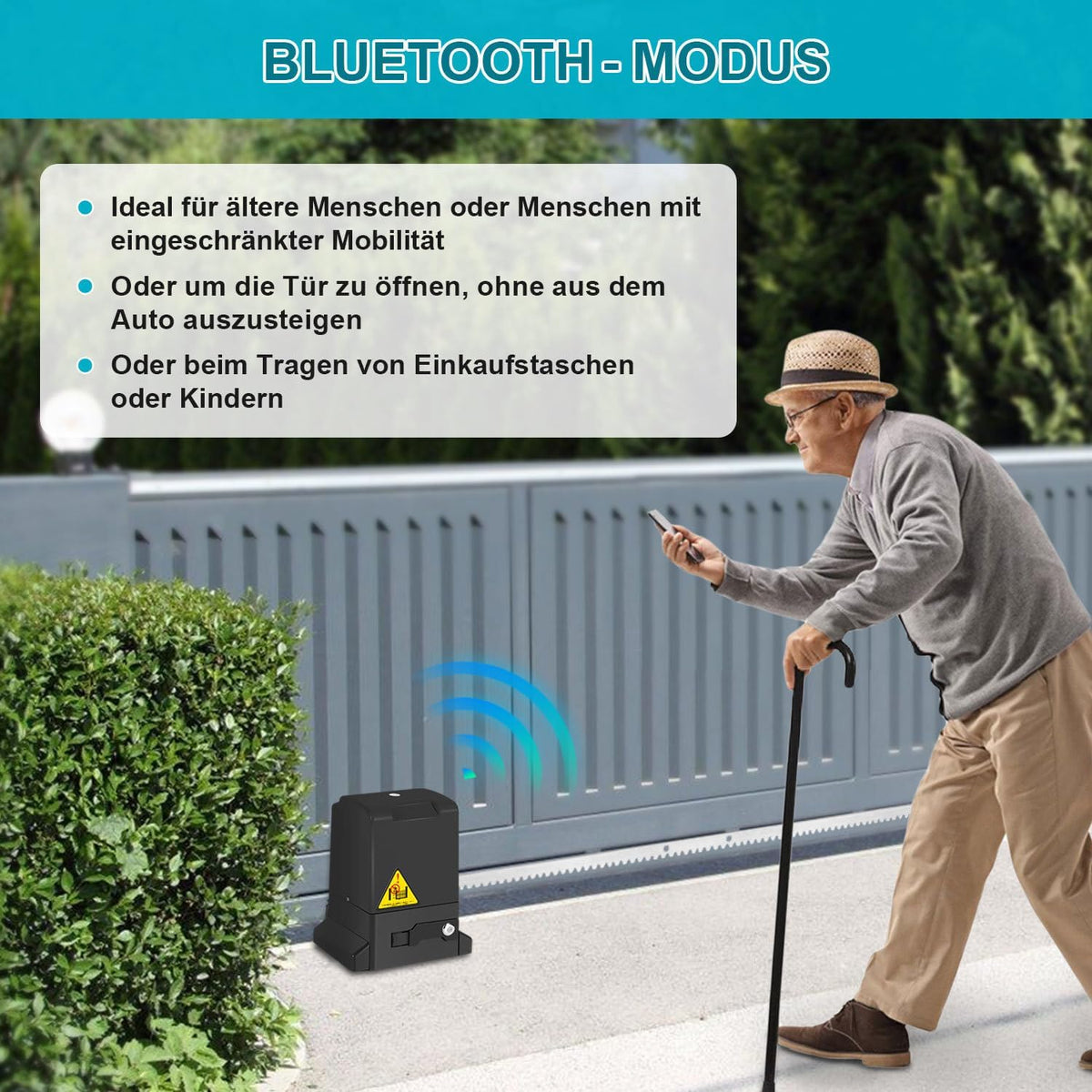 Schiebetorantrieb Set, 370W 800kg Flügeltorantrieb Torantrieb 12M Garagentorantrieb, mit 2 Fernbedienung Toröffner, Entriegelungsschlüssel und für Hotelbis, Fabrik, Schwarz