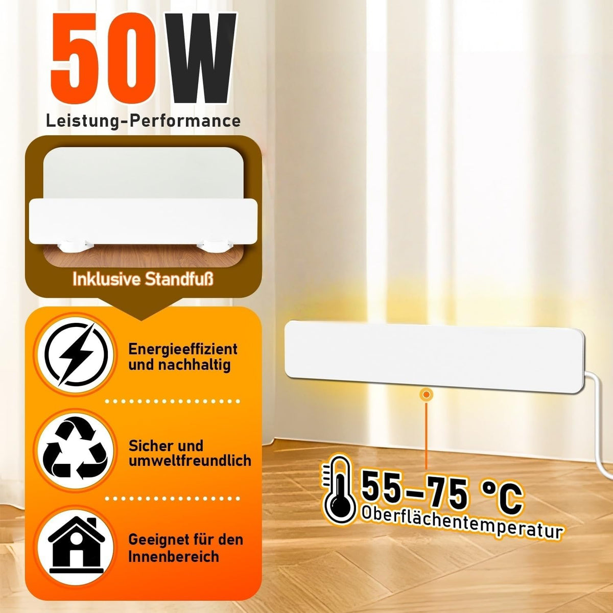 Schimmel Infrarotheizung, 50W Schimmelentferner Wand, Ohne Chemie, Wandmontiert & Freistehend, Geeignet für Badezimmer, Schlafzimmer und Wohnzimmer