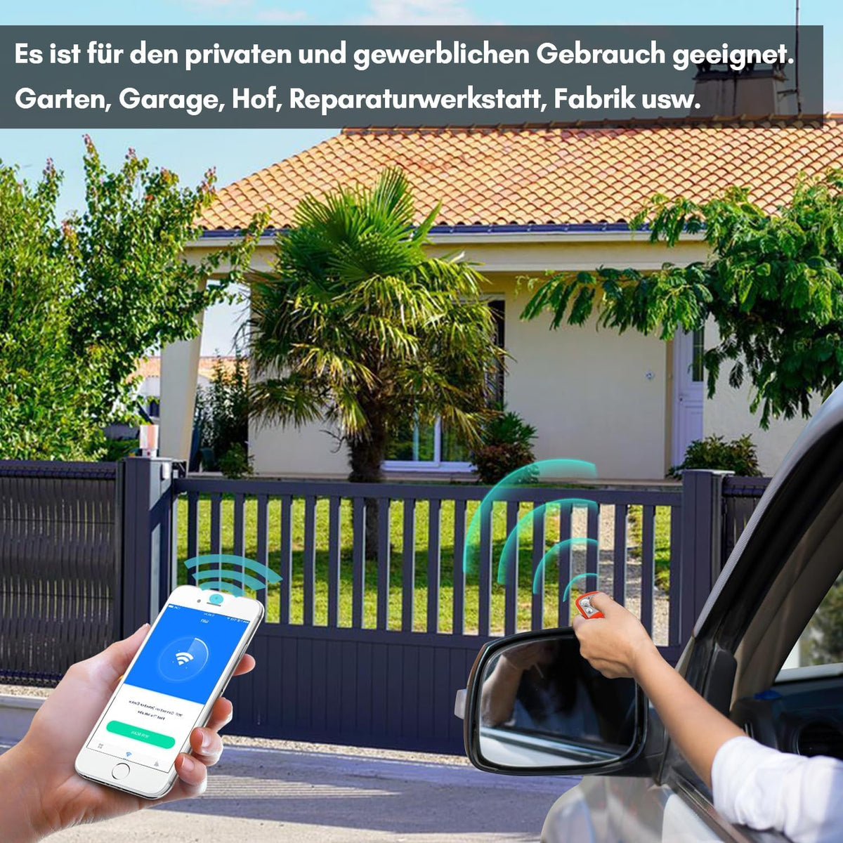 Schiebetorantrieb Garagentorantrieb, Schiebetorantrieb Set mit Fernbedienungen und WLAN-Funktion, Automatischer Flügeltorantrieb Torantrieb Wasserdicht