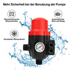 Druckregler, Druckschalter, 10-bar-Manometer mit Kabel, konstanter Wasserdruck, automatisches Ein- und Ausschalten, Trockenlaufschutz, geeignet für Garten und Haushalt, rot