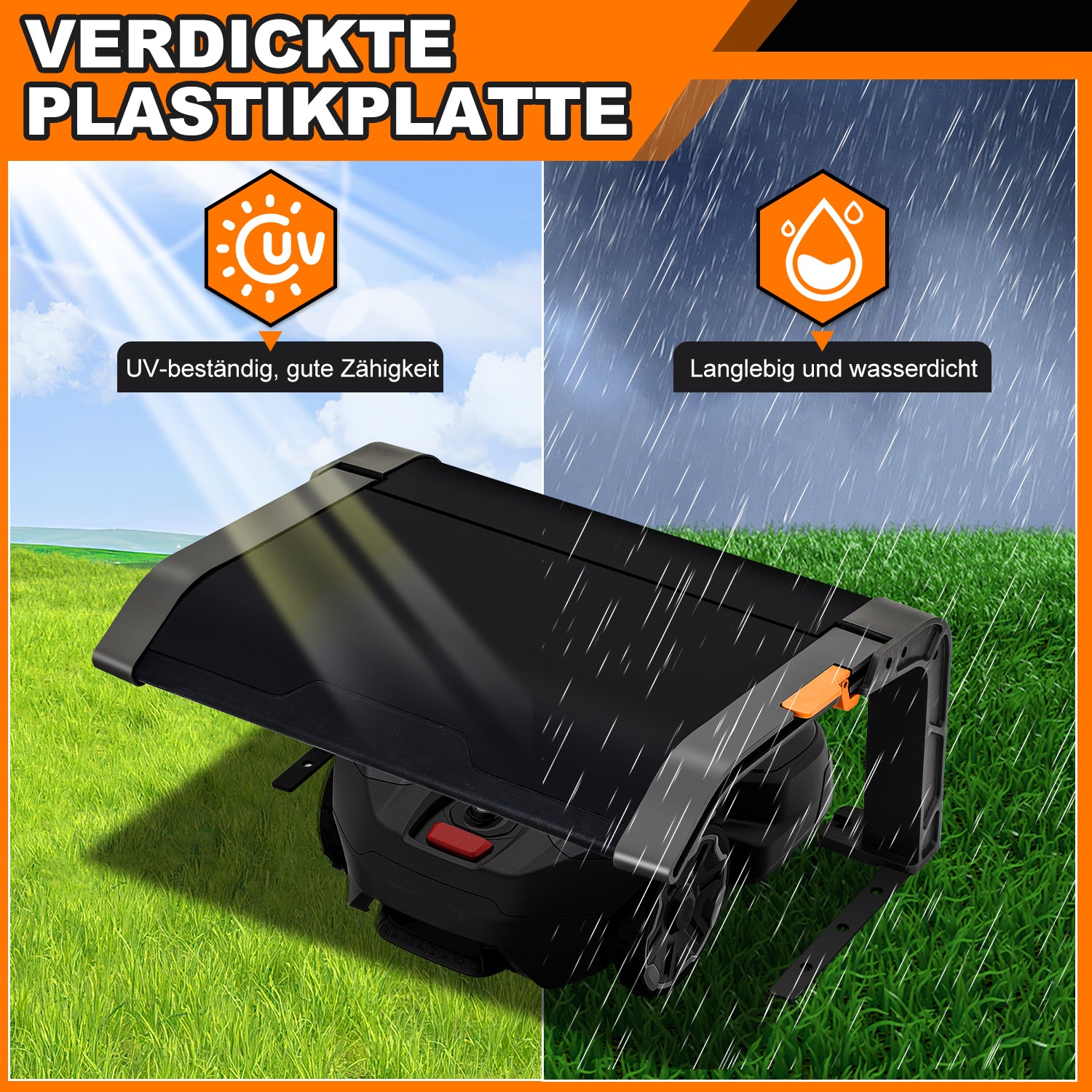 Klappbare Mähroboter Garage Dach Carport Überdachung für Rasenroboter Rasenmäher 72x56x36cm Rasenmähroboter Garage Schutzhülle Schutz vor Regen, Hagel und UV-Strahlen