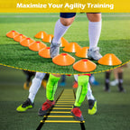 Speed & Agility Training Set Koordinationsleiter, Trainingsset Enthält 1 Agility Leiter, 6 verstellbare Hürden, 12 Hütchen, Aufbewahrungstasche, Trainingsgerät für alle Sportarten