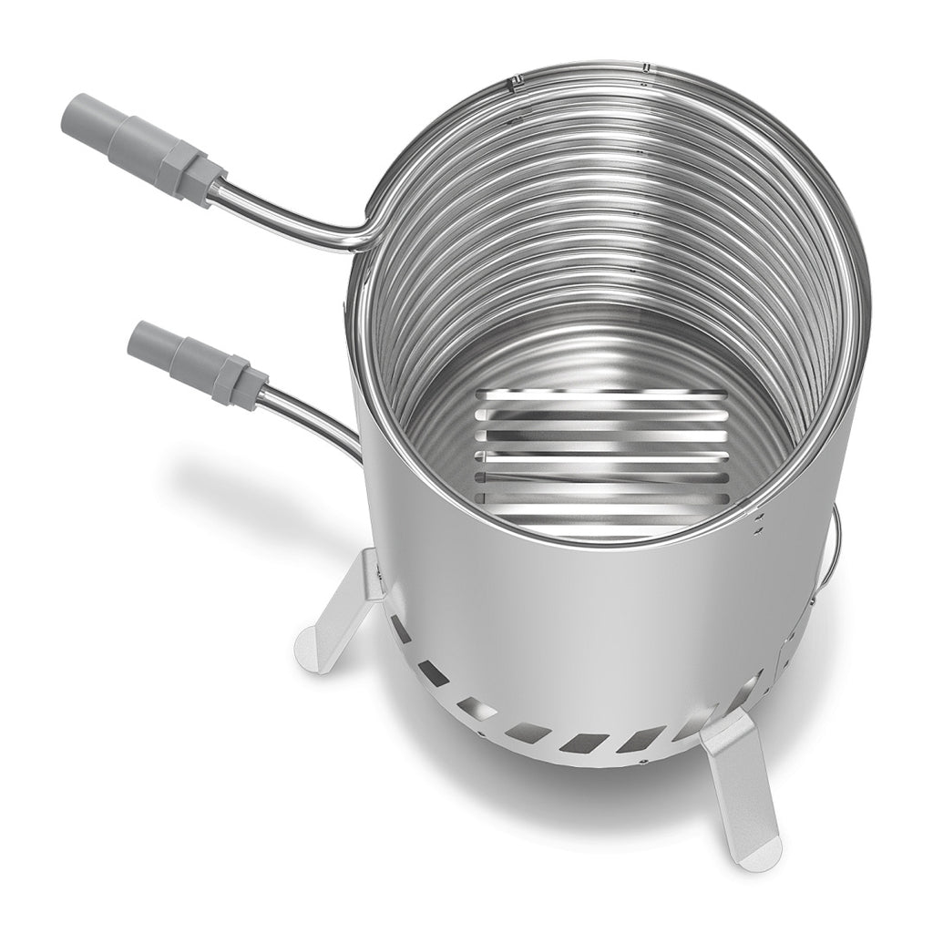 Brennholz Poolheizung, Poolheizung mit Feuer, Poolheizung Feuertonne, Edelstahl Pool beheizt Feuer Eimer 32/38mm Anschlüsse, 100% rostfreier Edelstahl mit Feuerfeste Matte und Rußschublade
