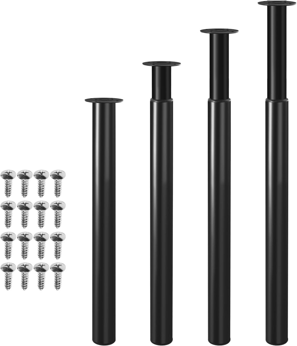 Möbelfüße 4 Stück, Tischbeine höhenverstellbar 70-110 cm, Möbelbeine aus Stahl bis 200 kg belastbar, mit 16 Schrauben, für Tisch, Schrank, Nachttisch, Schlafsofa, Schwarz/Weiß