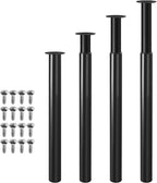 Möbelfüße 4 Stück, Tischbeine höhenverstellbar 70-110 cm, Möbelbeine aus Stahl bis 200 kg belastbar, mit 16 Schrauben, für Tisch, Schrank, Nachttisch, Schlafsofa, Schwarz/Weiß
