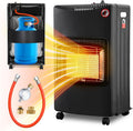 Gasheizung für Innenräume 4200W, Gasofen, Tülle, 2 EU-Adapter Gasheizer mit Schlauchtülle, Druckregler, 2 EU-Adaptern und 4 Rollen für Balkon, überdachte Terrasse und belüftete Räume