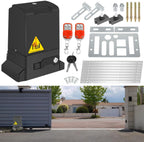 Schiebetorantrieb Set, 370W 800kg Flügeltorantrieb Torantrieb 12M Garagentorantrieb, mit 2 Fernbedienung Toröffner, Entriegelungsschlüssel und für Hotelbis, Fabrik, Schwarz