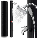 Solardusche 35L Solar Gartendusche warmes Wasser Bis Zu 60°C ohne Stromanschluss Pooldusche Camping mit Fußdusche und schwenkbarem Regenduschkopf, inkl. Montagematerial, Schwarz