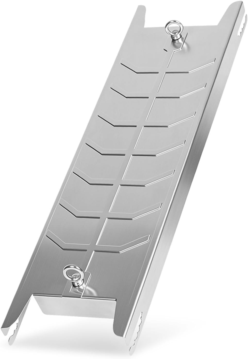 Flammlachsbrett 1/2 er-Set ohne Wässern, 5-Fach neigbar 59,5x16x3,6cm 201 Edelstahl, 1,2 mm Materialstärke, bis 300 °C, 180° drehbar, für Feuerschalenränder bis 6 mm, Schraubfixierung