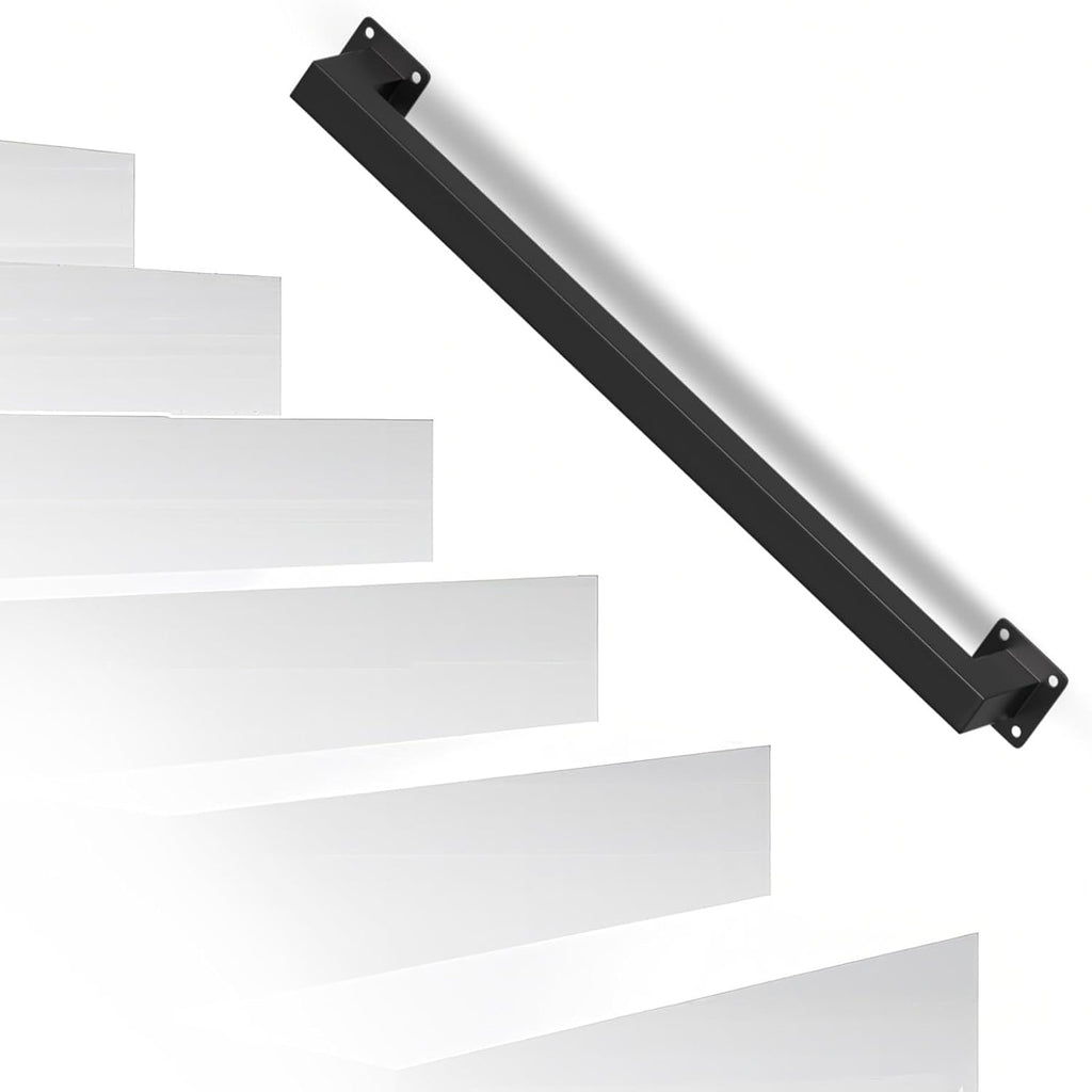 Handlauf Treppengeländer Geländer Schwarz Wandhandlauf Wand Treppe, Quadratisches Rohrdesign, Treppengeländer Innen und Außen für Treppen, Brüstung, Balkon