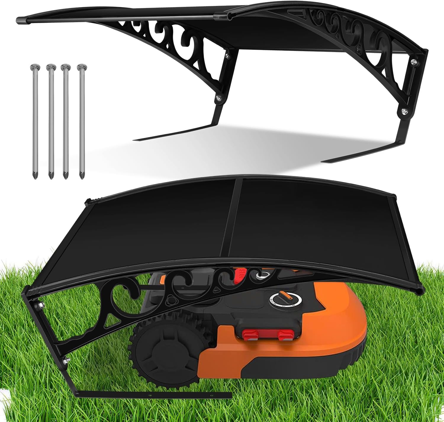 Mähroboter Garage, Dach Carport für Rasenmäher Rasenroboter, Mähroboter Dach 106 x 87 x 50 cm, Rasenroboter Garage, Garage für Mährobote, UV-Schutz Garage Überdachung