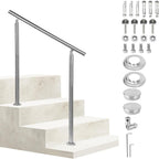 Handlauf Edelstahl 80/100/120/150/160/180 cm, Treppengeländer ohne Querstreben | Rostfrei, Wetterfest, Gebürstet, Winkelverstellbar für Innen & Außen und für Treppen, Balkon & Eingang