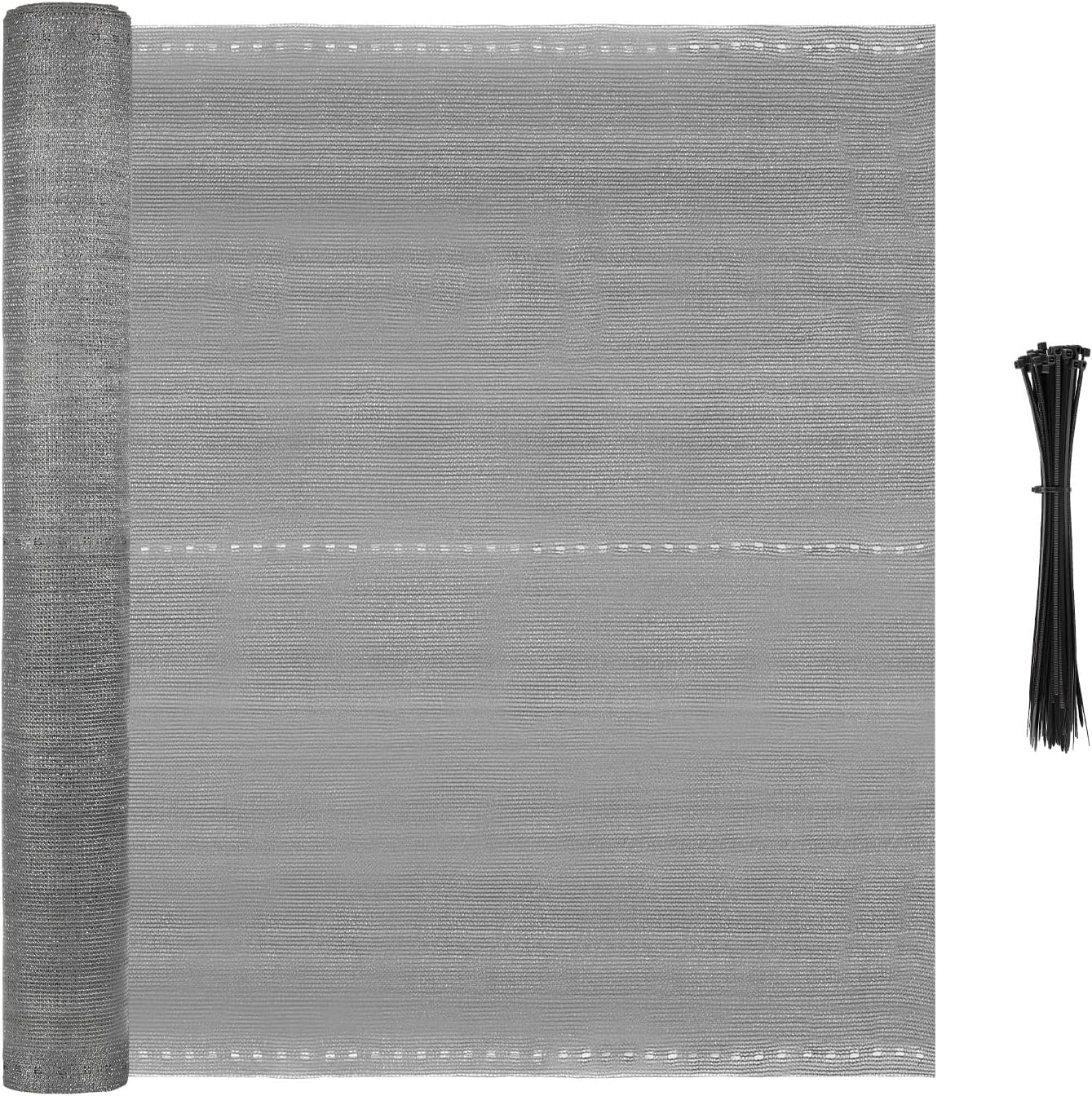 Sichtschutz Zaun, Windschutz Balkon Garten, HDPE 150 g/m², blickdichtes Zaunnetz mit Ösen,verstärkter Rand, UV-stabil, inkl. 50 Kabelbinder – Grau