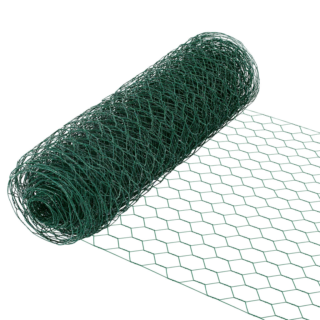 Sechseckgeflecht Maschendrahtzaun - Verzinkt mit Beschichtung, Kaninchendraht, Drahtzaun, Hasendraht - Sechseck Drahtgitter Maschenweite 27 mm, - Grün