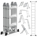 7-in-1-Multifunktionsleiter aus Aluminium, Tragkraft bis zu 150 kg, multifunktional, zusammenklappbar, einsetzbar als Anlehntreppe, Stehleiter und Treppenleiter, geeignet für Haushalt, Garten und Werkstatt, wahlweise mit 4x3, 4x4 oder 4x5 Sprossen.