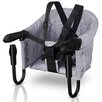 Tischsitz Faltbar Babysitz,Baby Hochstuhl Sitzerhöhung,Baby Tischsitz Stuhlsitz für zu Hause und Unterwegs mit Transporttasche,Belastbar bis 18 kg(Grau)