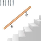 Treppengeländer, Wandgeländer mit Wandbefestigungen und Endkappen, Durchmesser 42 mm, wandmontiertes Treppengeländer, rutschfestes Geländer für Treppen und Balkone, erhältlich in den Längen 50, 80, 100, 120, 150 und 200 cm.