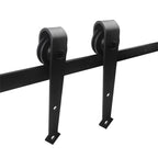 Schwarze Beschläge für Schiebetüren, pfeilförmige Beschläge für Schiebetüren, Schienen für Schiebetüren, geräuscharmer Lauf, erhältlich in den Längen 183 cm, 200 cm und 363 cm (Tür nicht im Lieferumfang enthalten)