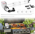 Grillspieß Set, Edelstahl Rotisserie mit 4X Fleischnadeln BBQ Fleischklammer, Griffstück, Motor Elektrischer Drehspieß, Automatischer Fleischwender für Grill, Ofen & Camping