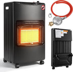 Gasheizung für Innenräume 4200W, Gasofen, 3 Stufen, Gasschlauch Gasheizer mit 3 Heizstufen, ODS-System, Druckregler und Gasschlauch für Balkon, überdachte Terrasse und belüftete Räume