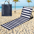 Strandliege Klappbar leicht, strandmatten gepolstert,Strandliege mit Handtasche,Staufächern,eingebautes Kissen mit 5-Gang-Einstellung, verschleißfestes Gewebe(158cm)