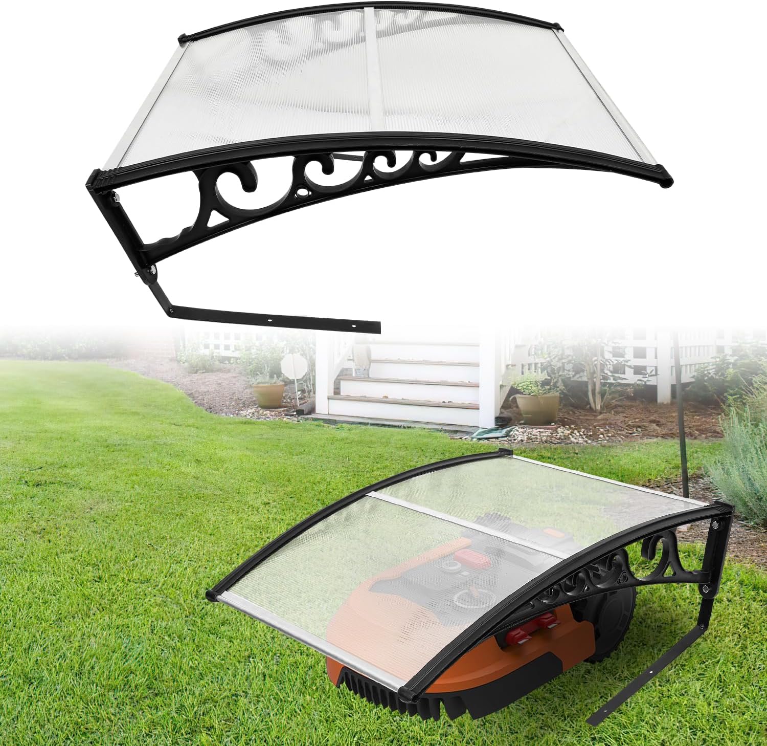 Mähroboter Garage, Dach Carport für Rasenmäher Rasenroboter, Mähroboter Dach 106 x 87 x 50 cm, Rasenroboter Garage, Garage für Mährobote, UV-Schutz Garage Überdachung