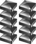 10 Pfostenkappen 91x91mm Zaunpfosten Metall Zaunpfosten verzinkt Pyramiden Form Pfostenabdeckung Zaunpfosten Kappen für Holzpfosten Abdeckkappen für Zaunpfosten mit Schrauben Schwarz/Silber