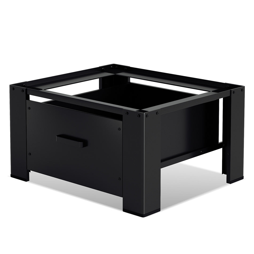 Waschmaschinen Unterschrank mit Schublade 63x54x32 cm – Podest für Waschmaschine und Trockner, mit großer Schublade (44x48x18 cm) und Gummiauflage zur Geräuschdämpfung