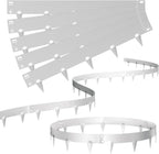 Rasenkante mit Dornen, 100x15cm Rasenkante Metall Beetumrandung, Beeteinfassung Flexible Verformbar Metall Palisade für Garten Bauernhof, Silber/Schwarz